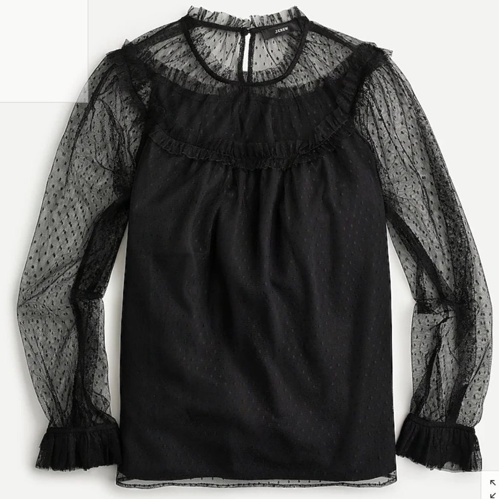 Jcrew ruffle-trim top in dot tulle